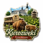 Magnes pamiątkowy Kurozwęki z motywem Krainy Bizonów