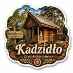 Magnes Kadzidło z motywem drewnianego domu i tradycyjnych elementów Kurpiowszczyzny