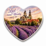 Magnes Ląd nad Wartą z widokiem na zamek i kwiaty lawendy