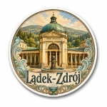 Magnes pamiątkowy Lądek-Zdrój z motywem Pałacu Zdrój Wojciech
