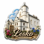 Magnes pamiątkowy Lesko z motywem miasta