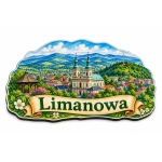 Magnes pamiątkowy Limanowa z motywem krajobrazu