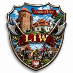 Magnes pamiątkowy z motywem Zamku w Liwie