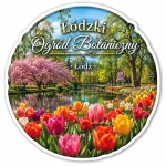 Magnes pamiątkowy Łódzki Ogród Botaniczny z motywem kwitnących tulipanów