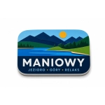 Magnes pamiątkowy Maniowy z jeziorem, górami i słońcem