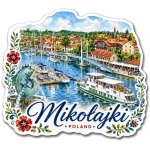 Pamiątkowy magnes Mikołajki – port