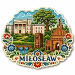 Magnes pamiątkowy Miłosław z regionalnym motywem
