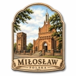 Pamiątkowy magnes Miłosław z motywem kościoła