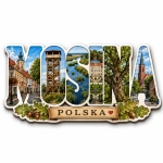 Magnes turystyczny z Mosiny na białej płycie HDF