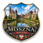 Magnes pamiątkowy z motywem Zamku Moszna w Polsce