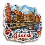 Magnes pamiątkowy Motława w Gdańsku z kwiatowymi motywami