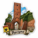 Magnes pamiątkowy z motywem murów obronnych w Byczynie