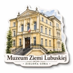 Magnes pamiątkowy z motywem Muzeum Ziemi Lubuskiej w Zielonej Górze