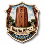 Magnes pamiątkowy przedstawiający Mysią Wieżę w Kruszwicy