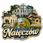 Magnes pamiątkowy przedstawiający Park Zdrojowy w Nałęczowie