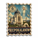 Pamiątkowy magnes Niepokalanów z motywem Bazyliki