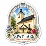 Pamiątkowy magnes Nowy Targ z motywem kościoła św. Katarzyny