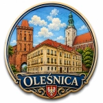 Magnes Oleśnica z widokiem na ratusz i kościół