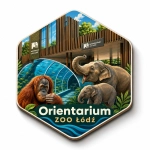 Magnes pamiątkowy Orientarium ZOO Łódź z motywem słoników i orangutana