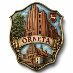 Magnes Orneta z herbowym znakiem miasta