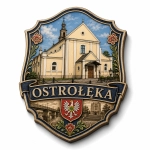Pamiątkowy magnes Ostrołęka z motywem kościoła