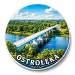 Widok z lotu ptaka na most nad rzeką w Ostrołęce – magnes pamiątkowy