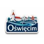 Pamiątkowy magnes Oświęcim z motywem panoramy miasta