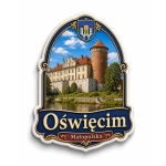 Pamiątkowy magnes Oświęcim z motywem zamku nad rzeką