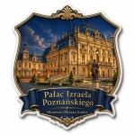 Pamiątkowy magnes przedstawiający Pałac Izraela Poznańskiego w Łodzi