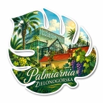 Magnes pamiątkowy Palmiarnia Zielonogórska z widokiem palm i winogron