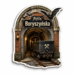 Magnes pamiątkowy Pętla Boryszyńska z motywem podziemnej trasy turystycznej