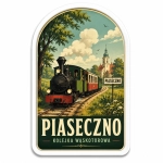 Magnes pamiątkowy Piaseczno z motywem pociągu wąskotorowego