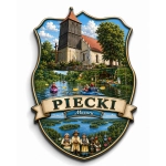 Magnes Piecki z motywem kościółka i kajaków