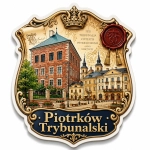 Pamiątkowy magnes Piotrków Trybunalski z motywem historycznego budynku