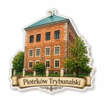 Magnes pamiątkowy Piotrków Trybunalski z motywem budynku z czerwonej cegły