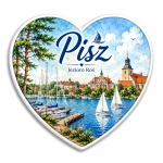 Magnes pamiątkowy Pisz z widokiem jeziora