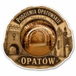 Magnes pamiątkowy przedstawiający Podziemną Trasę Turystyczną w Opatowie