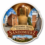 Magnes pamiątkowy z motywem Podziemnej Trasy Turystycznej w Sandomierzu