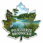 Pamiątkowy magnes Pojezierze Brodnickie z widokiem jeziora, lasu i ptaka