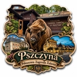Magnes z motywem Pokazowej Zagrody Żubrów w Pszczynie