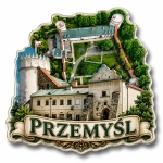 Magnes pamiątkowy z motywem zamku w Przemyślu