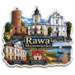 Pamiątkowy magnes Rawa Mazowiecka z motywem zabytków miasta