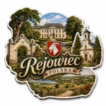 Magnes pamiątkowy Rejowiec z pałacem, kościołem i krajobrazem regionu lubelskiego