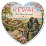 Pamiątkowy magnes z sercem i kwiatami – Rewal
