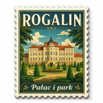 Pamiątkowy magnes Rogalin z motywem Pałacu i Parku