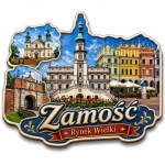 Magnes pamiątkowy z widokiem Rynku Wielkiego w Zamościu