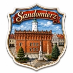 Magnes pamiątkowy z herbem Sandomierza