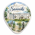 Magnes pamiątkowy Sanniki z pałacem i pomnikiem Chopina