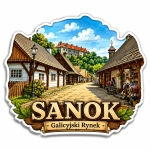 Magnes pamiątkowy Sanok z regionalnym motywem turystycznym