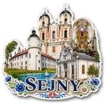 Magnes pamiątkowy Sejny z motywem klasztoru i kościoła